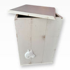 Pferdeurne aus Holz 36 Liter im weißen Shabby-Landhausstil mit Pferdekopf