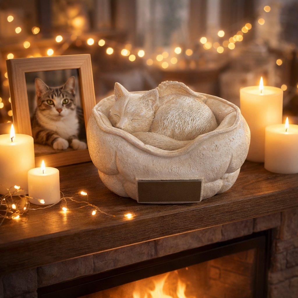 Monello® Katzenurne Schlafende Katze mit Gravur