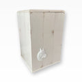 Pferdeurne aus Holz 36 Liter im weißen Shabby-Landhausstil mit Pferdekopf