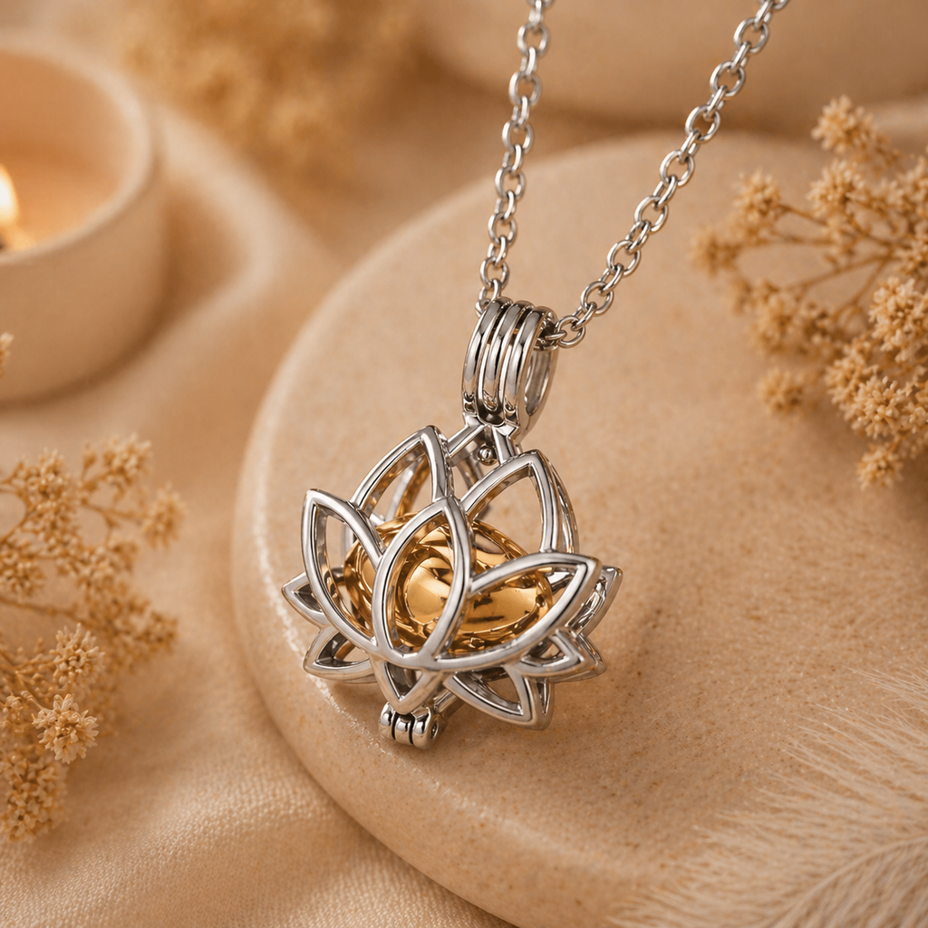 Monello Ascheschmuck Kette mit Lotusblume