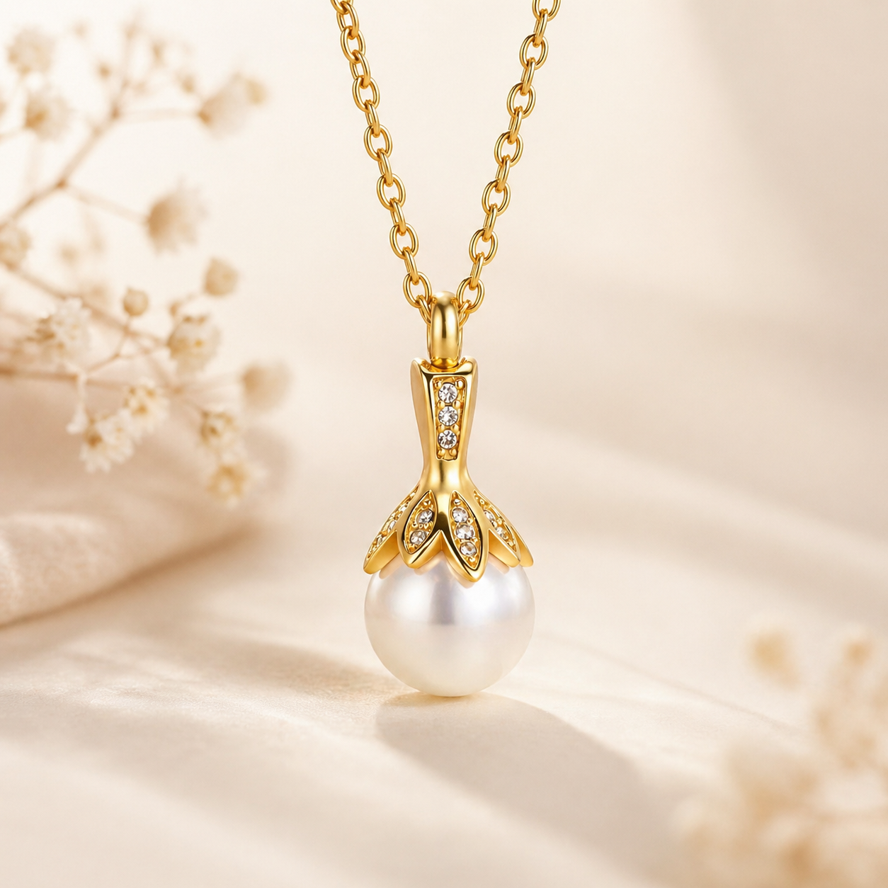 Monello Ascheschmuck Kette mit Anhänger Perle mit Strass