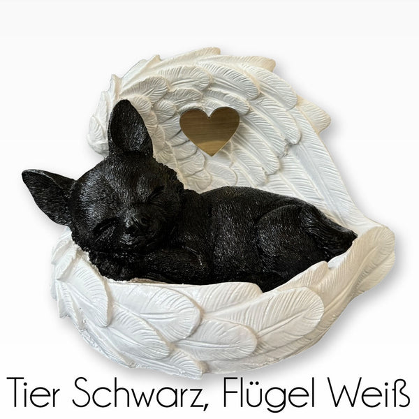 Monello® Hundeurne Deluxe Chihuahua in Engelsflügeln mit Gravur