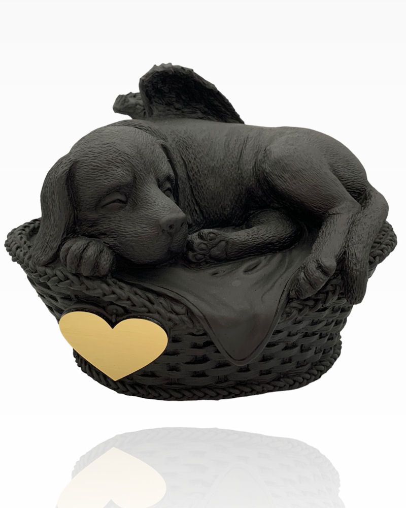 Monello® Hundeurne Hund in Korb Schwarz B-Ware
