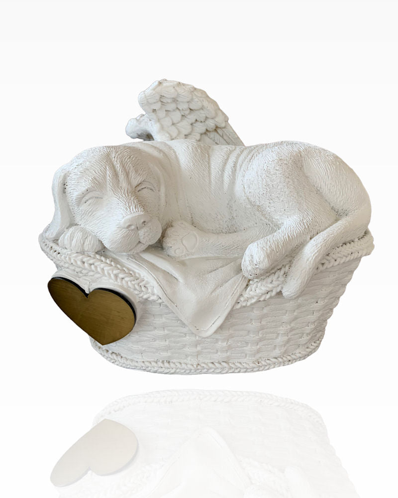 Monello® Hundeurne Hund in Korb Weiß B-Ware