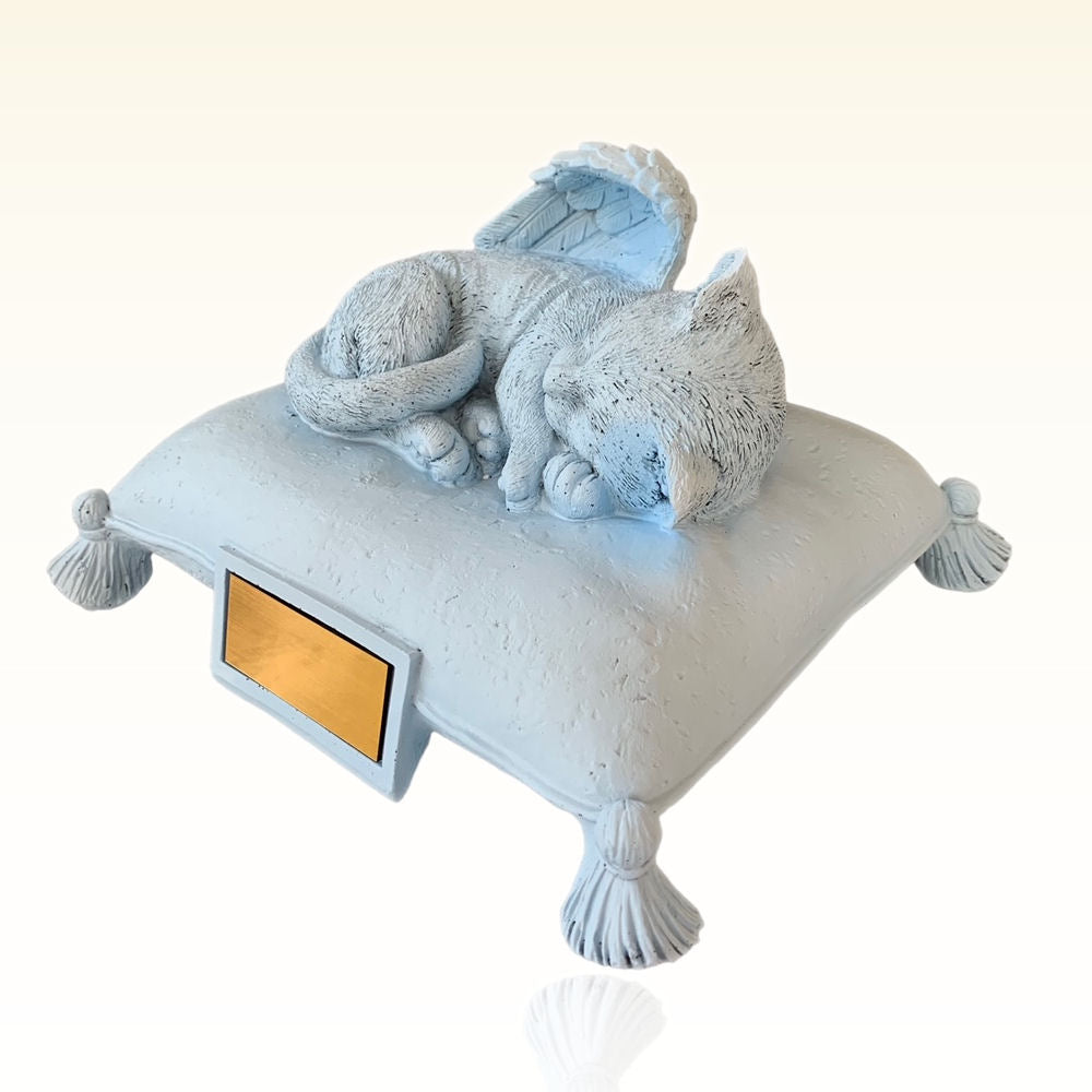Monello® Katzenurne Katze auf Kissen Skyblue B-Ware
