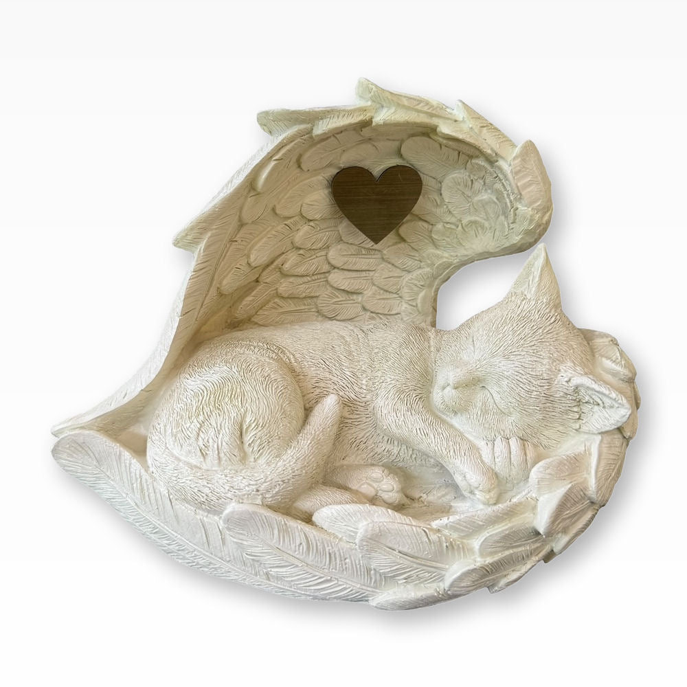 Monello® Katzenurne Engelsflügel – personalisierbare Tierurne Katze mit Gravur