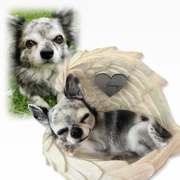 Monello® Portrait Chihuahua in Engelsflügel bemalt nach Fotovorlage