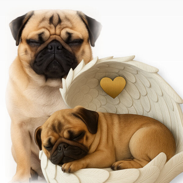 Monello® Portrait Mops in Engelsflügel bemalt nach Foto