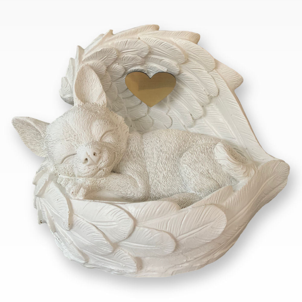 Monello® Hundeurne Chihuahua mit Engelsflügeln mit Gravur