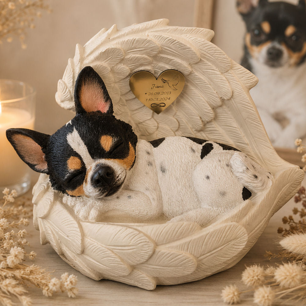 Monello® Portrait Chihuahua in Engelsflügel bemalt nach Fotovorlage