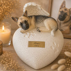 Monello® Hundeurne Hund auf Herz Stehende Ohren bemalt nach Fotovorlage