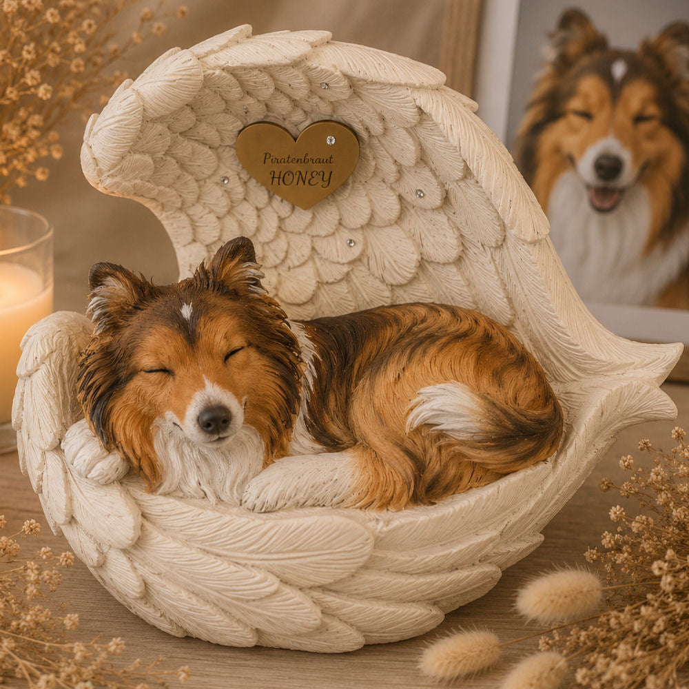 Monello® Urne für Hunde mit langem Fell bemalt nach Foto