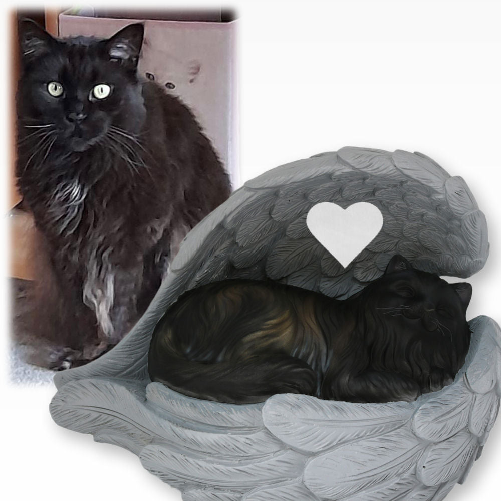 Monello® Katze in Engelsflügel Langhaar bemalt nach Fotovorlage