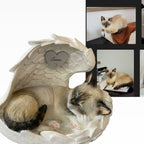 Monello® Katze in Engelsflügel bemalt nach Fotovorlage