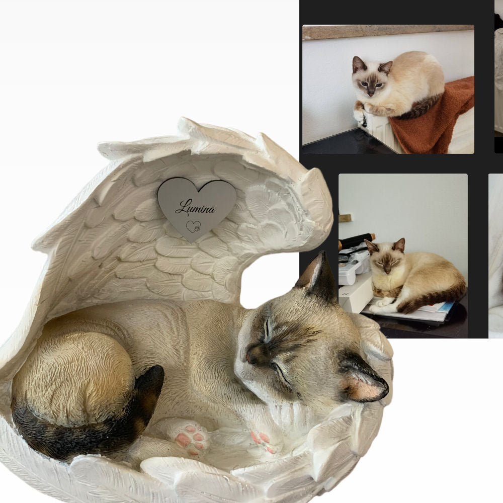 Monello® Katze in Engelsflügel bemalt nach Fotovorlage