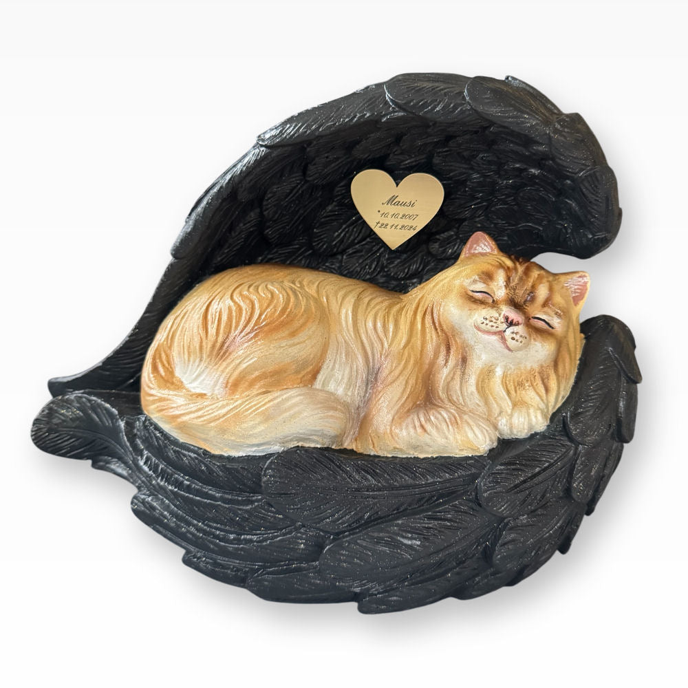 Monello® Katze in Engelsflügel Langhaar bemalt nach Fotovorlage