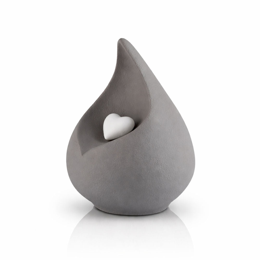 Porzellan-Tierurne in Tropfenform mit Herzsymbol