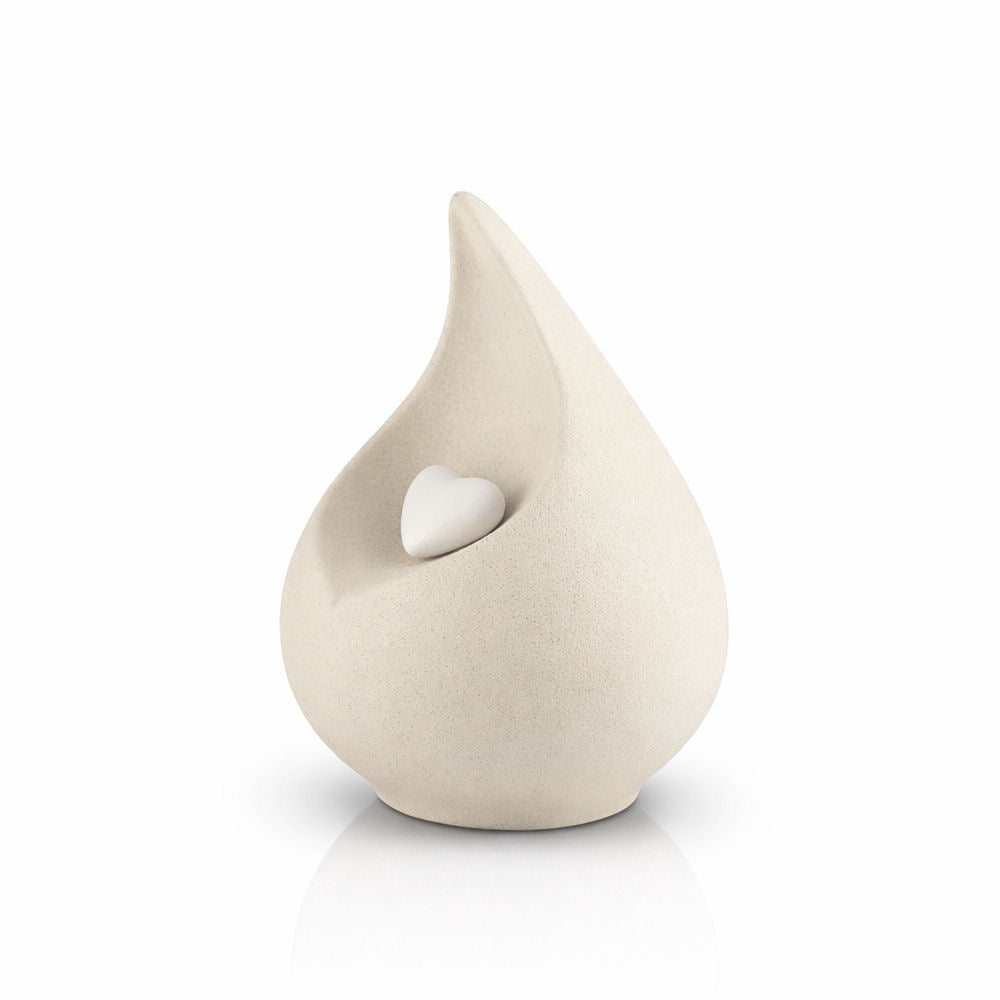 Porzellan-Tierurne in Tropfenform mit Herzsymbol