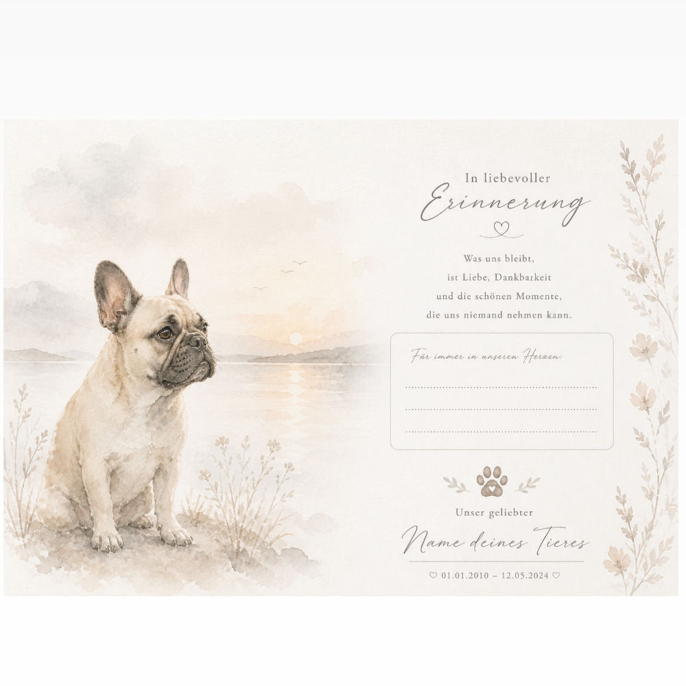Personalisierbare Trauerkarte für Haustiere Aquarell