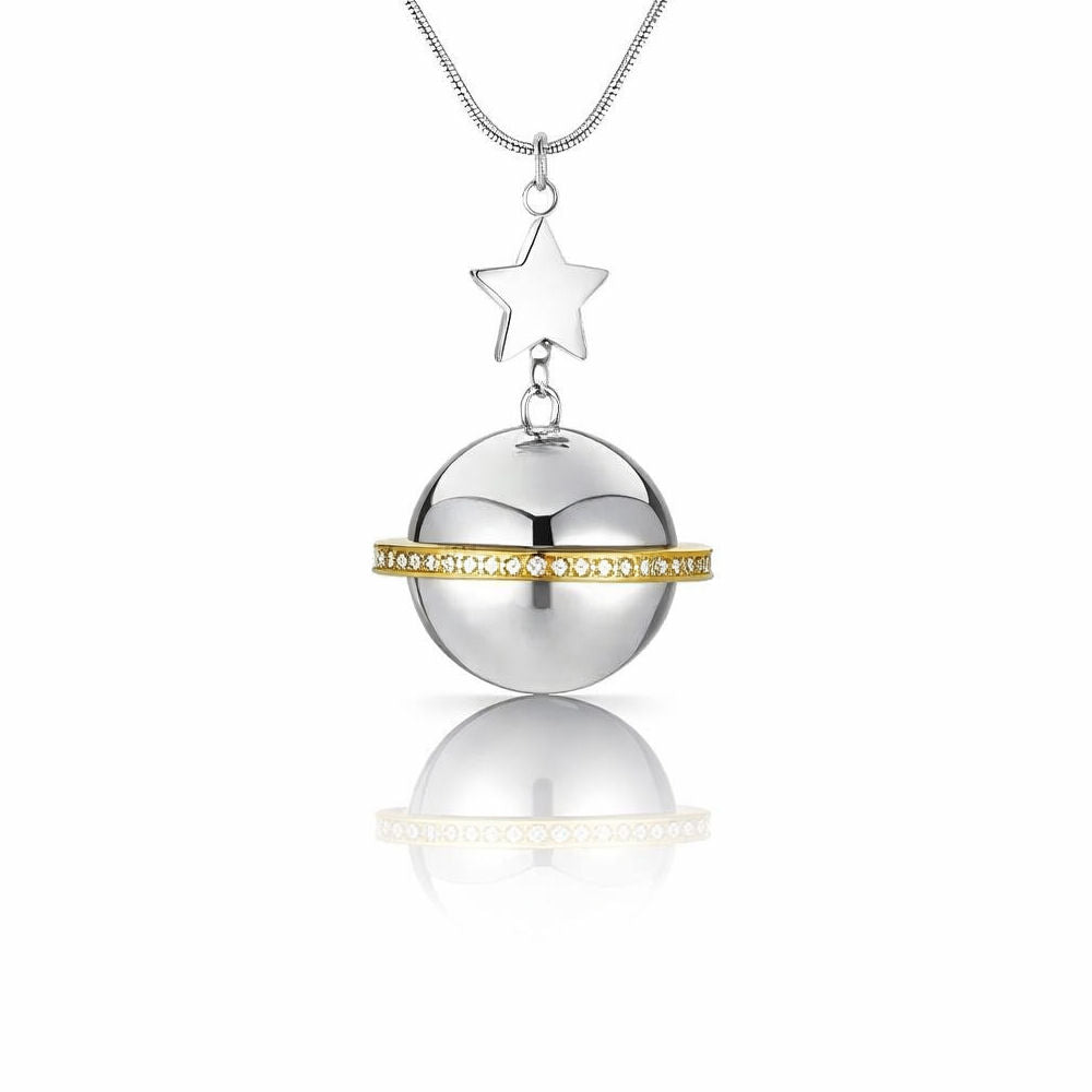 Monello Ascheschmuck Kette mit Anhänger Satellit mit Stern und Strass