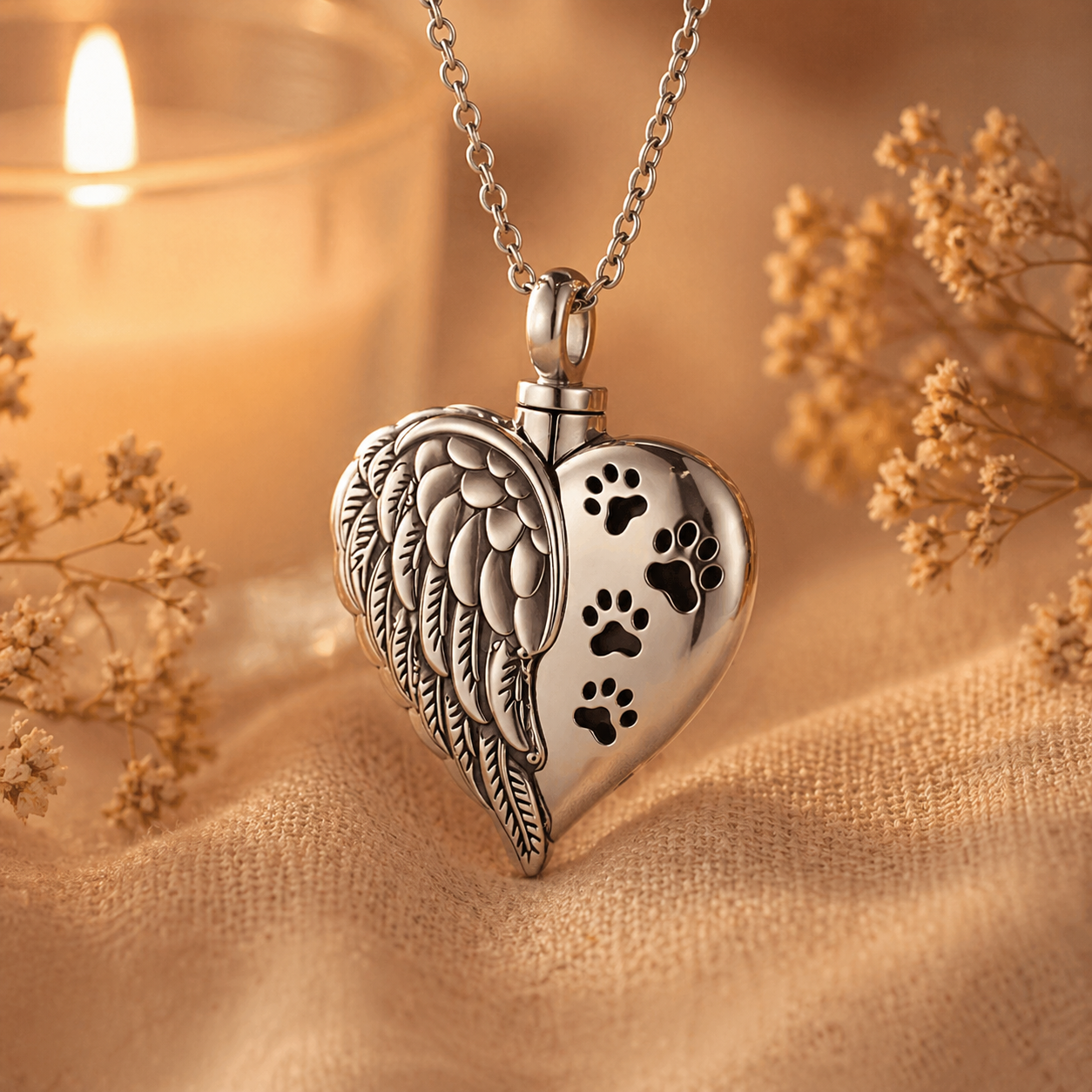 Monello Ascheschmuck Kette mit Anhänger Herz Flügel Geteilt