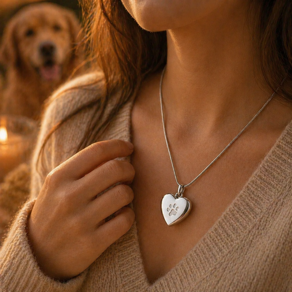 Monello Ascheschmuck Kette mit Anhänger Herz Pfote