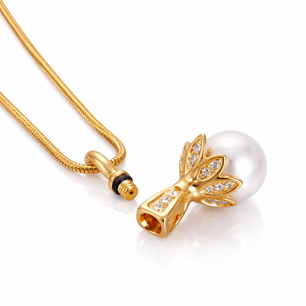 Monello Ascheschmuck Kette mit Anhänger Perle mit Strass