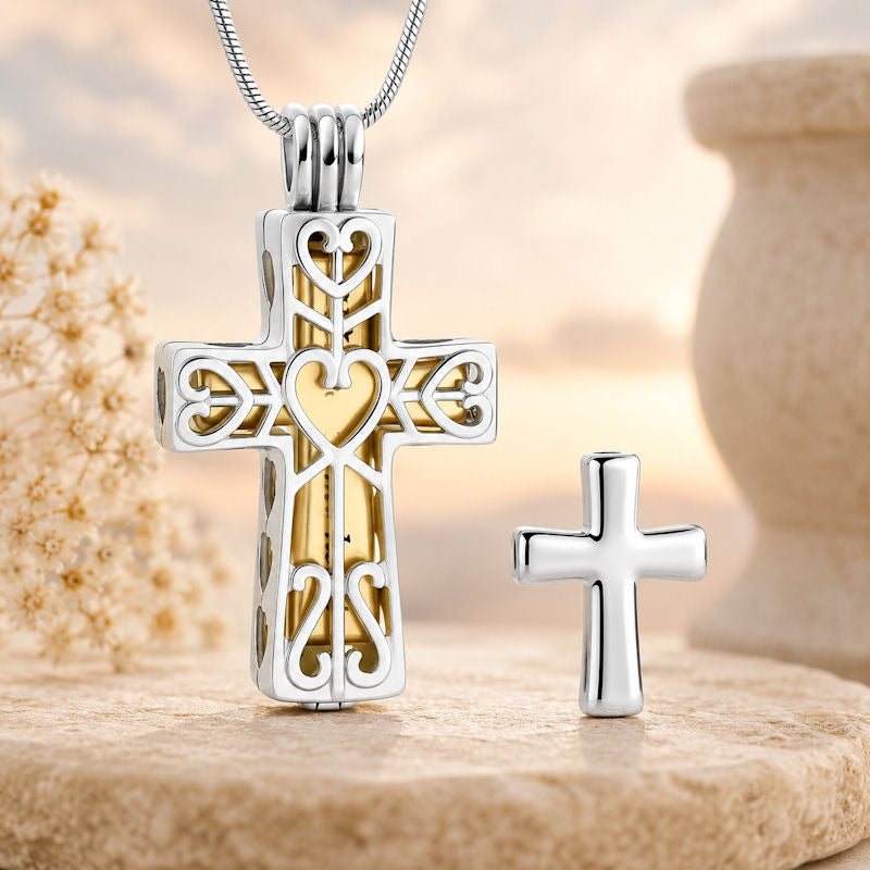 Monello Ascheschmuck Kette mit Anhänger Kreuz Ornament