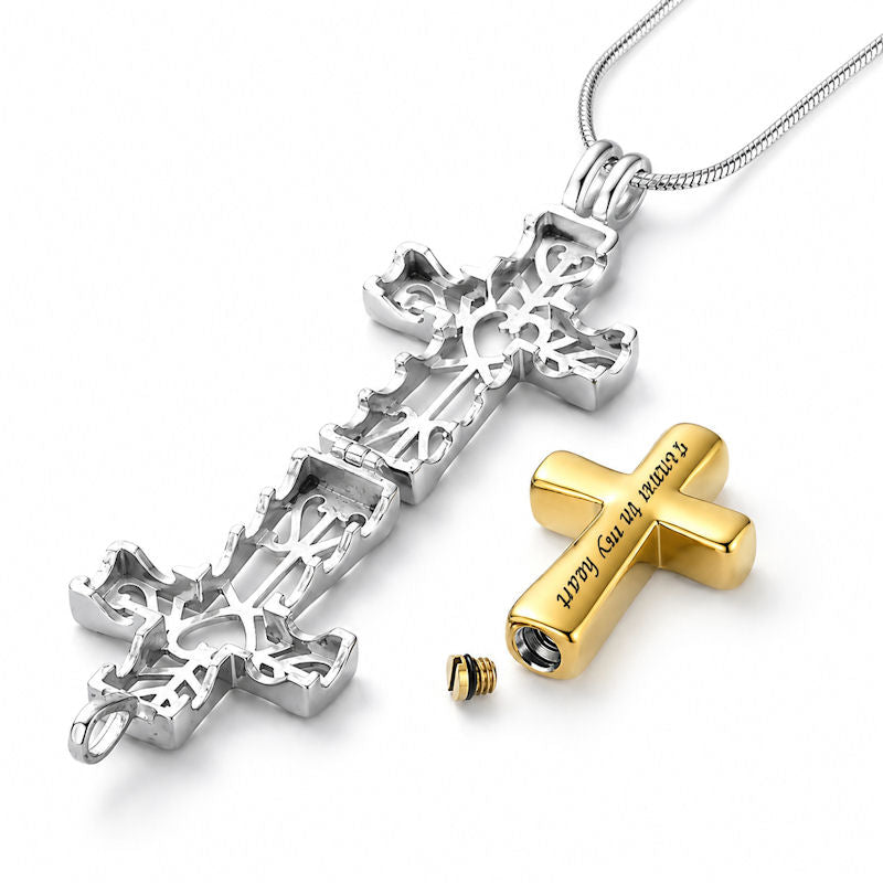 Monello Ascheschmuck Kette mit Anhänger Kreuz Ornament