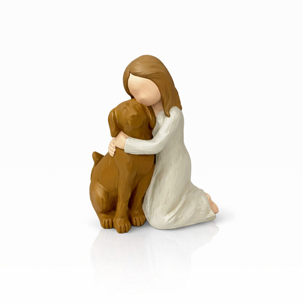 Monello Erinnerungsfigur Mädchen umarmt Hund