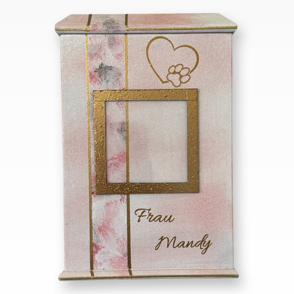 Tierurne Shabby Pink mit Teelicht und Bilderrahmen