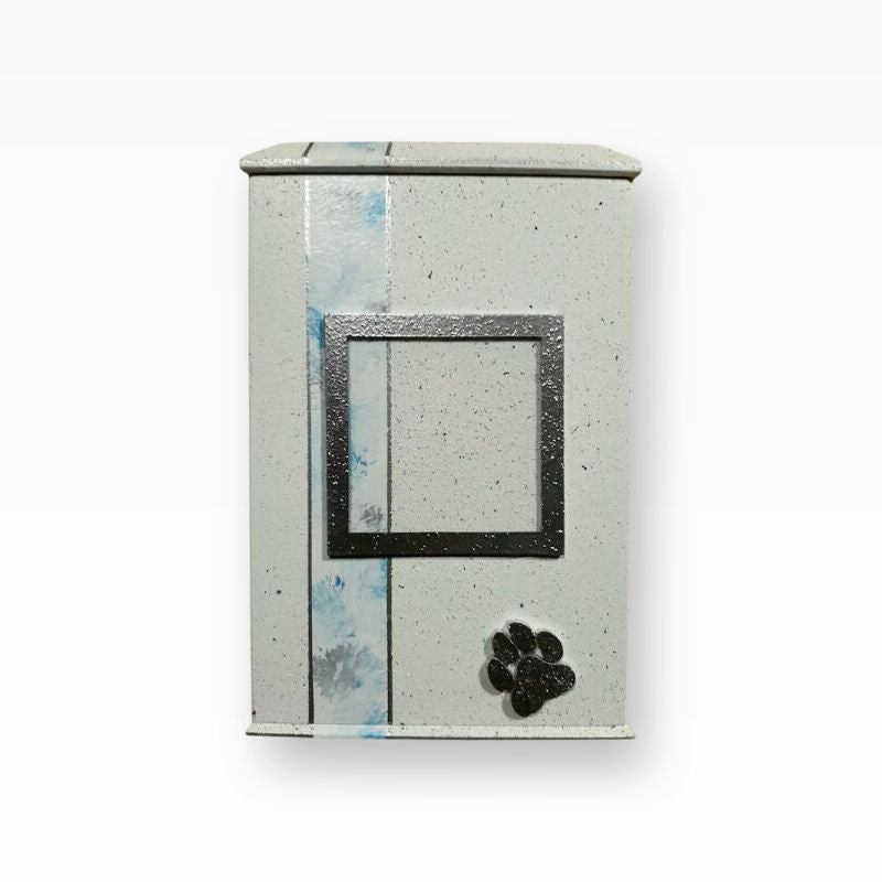 Tierurne Weiss Strukturiert mit Teelicht und Bilderrahmen