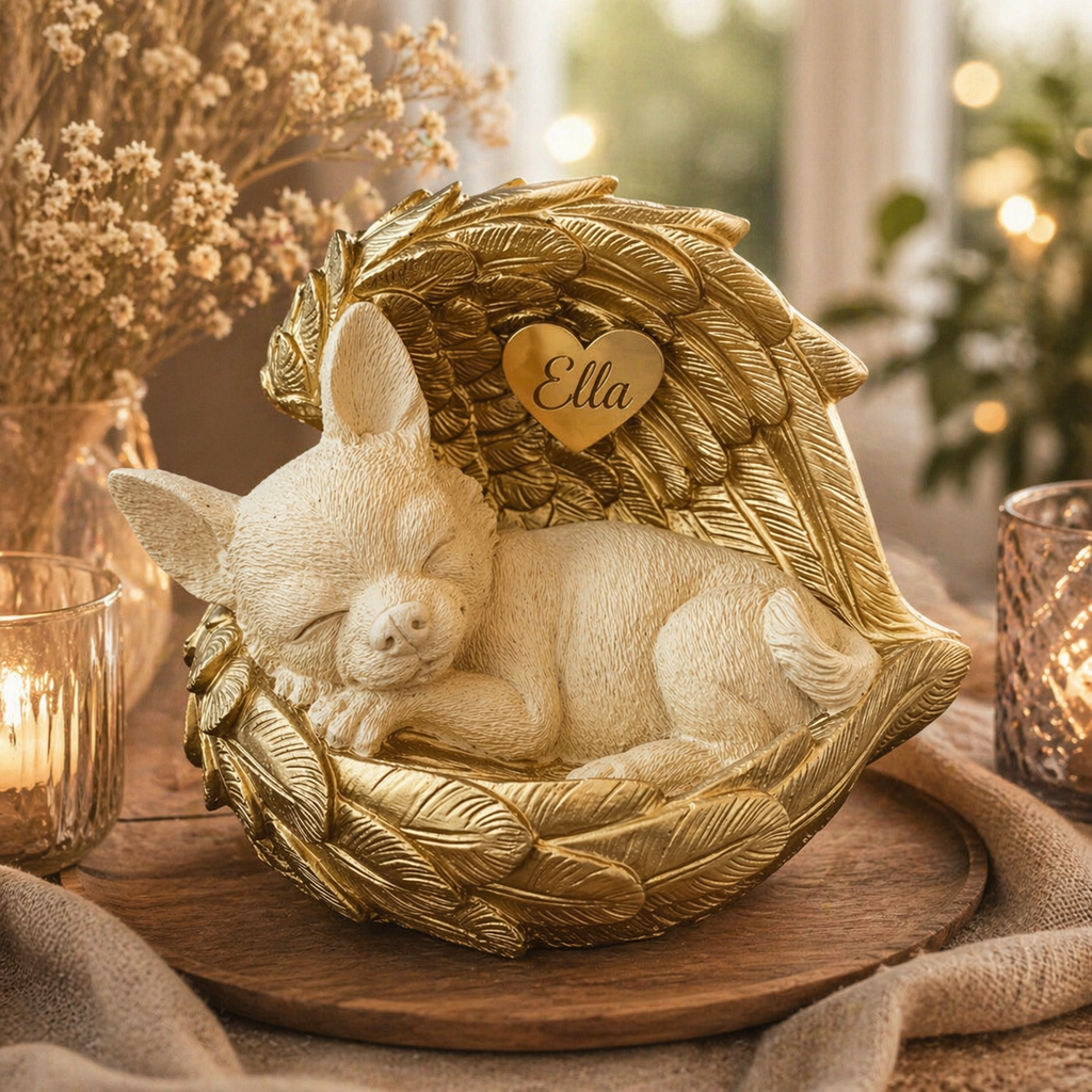 Monello® Hundeurne Deluxe Chihuahua in Engelsflügeln mit Gravur
