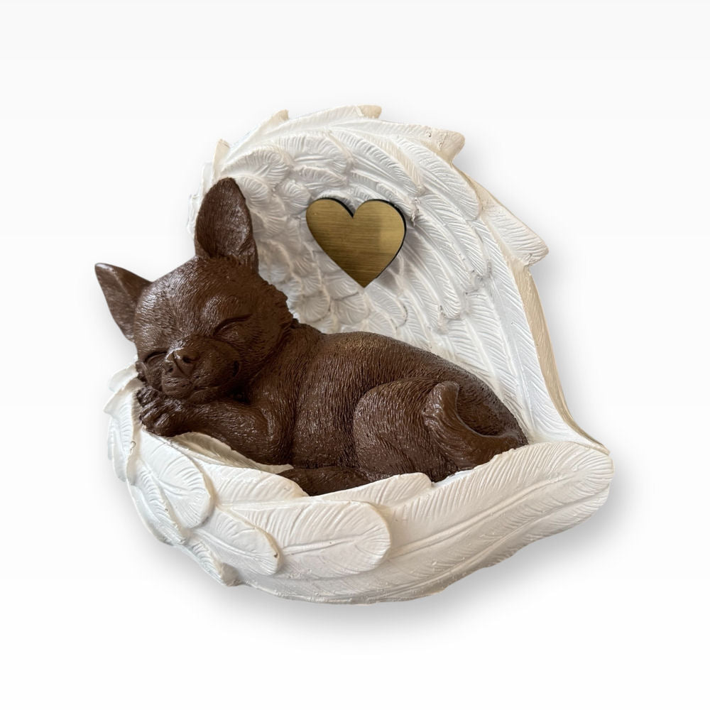 Monello® Hundeurne Chihuahua in Engelsflügel Weiss-Braun