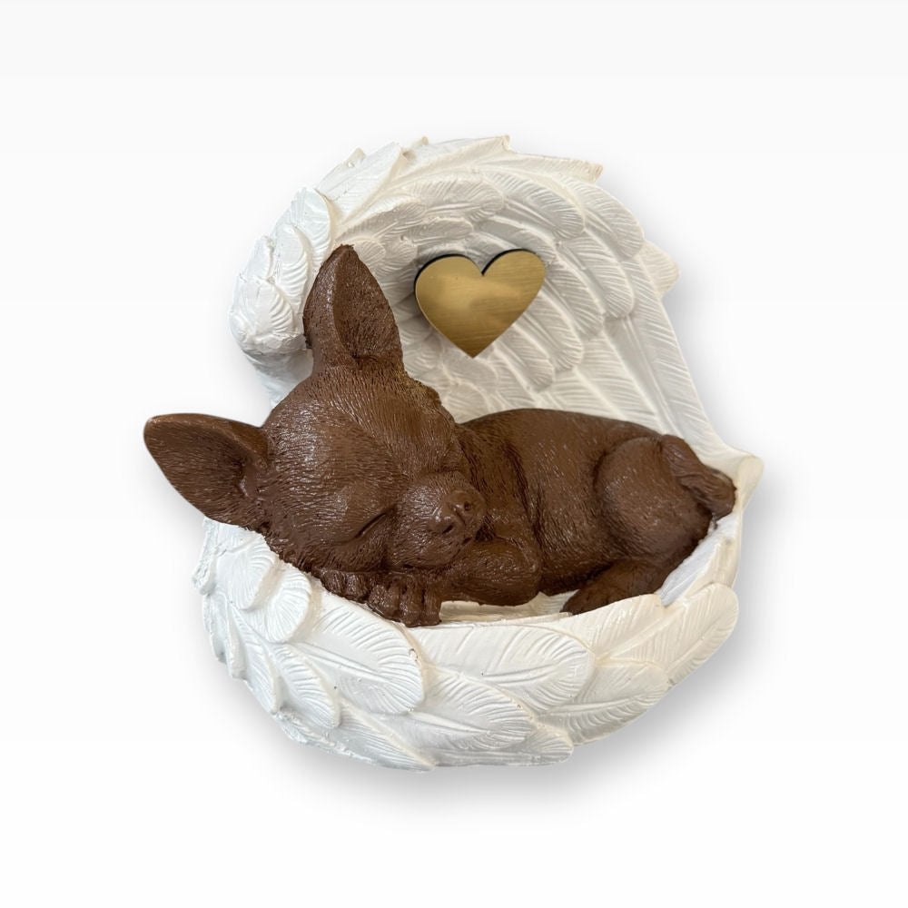 Monello® Hundeurne Chihuahua in Engelsflügel Weiss-Braun