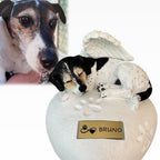 Monello® Hundeurne Hund auf Herz bemalt nach Fotovorlage
