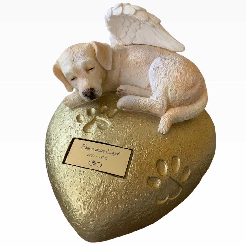 Monello® Hundeurne Hund auf Herz bemalt nach Fotovorlage