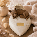 Monello® Hundeurne Deluxe Hund auf Herz mit stehenden Ohren mit Gravur