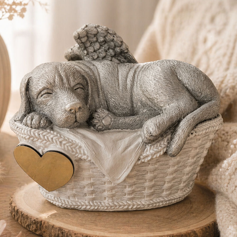 Monello® Hundeurne Deluxe Hund im Korb mit Gravur