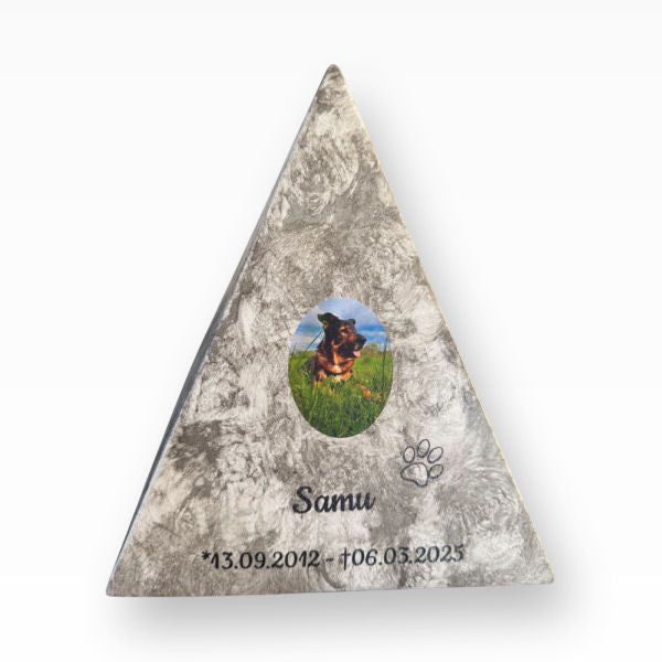 Heiso Tierurne Keramikurne Pyramide Strukturiert