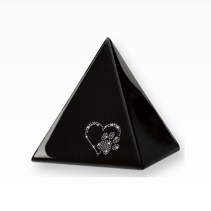 Heiso Tierurne Pyramide Elegance mit Kristallsteinchen Herz Pfote