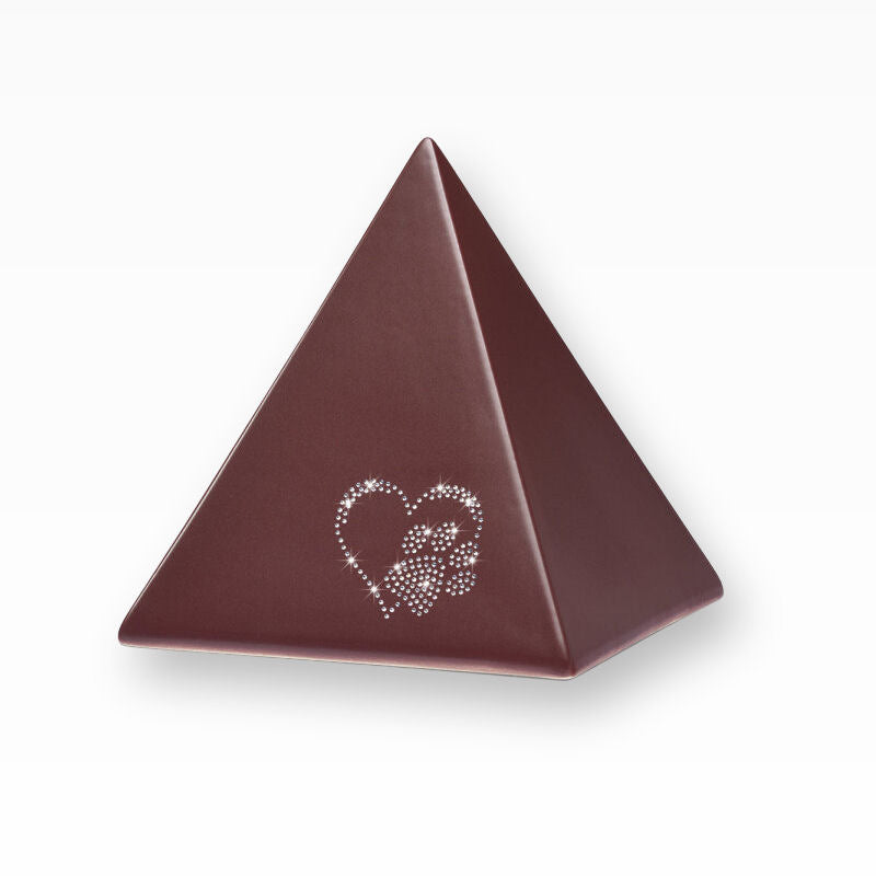 Heiso Tierurne Pyramide Elegance mit Kristallsteinchen Herz Pfote