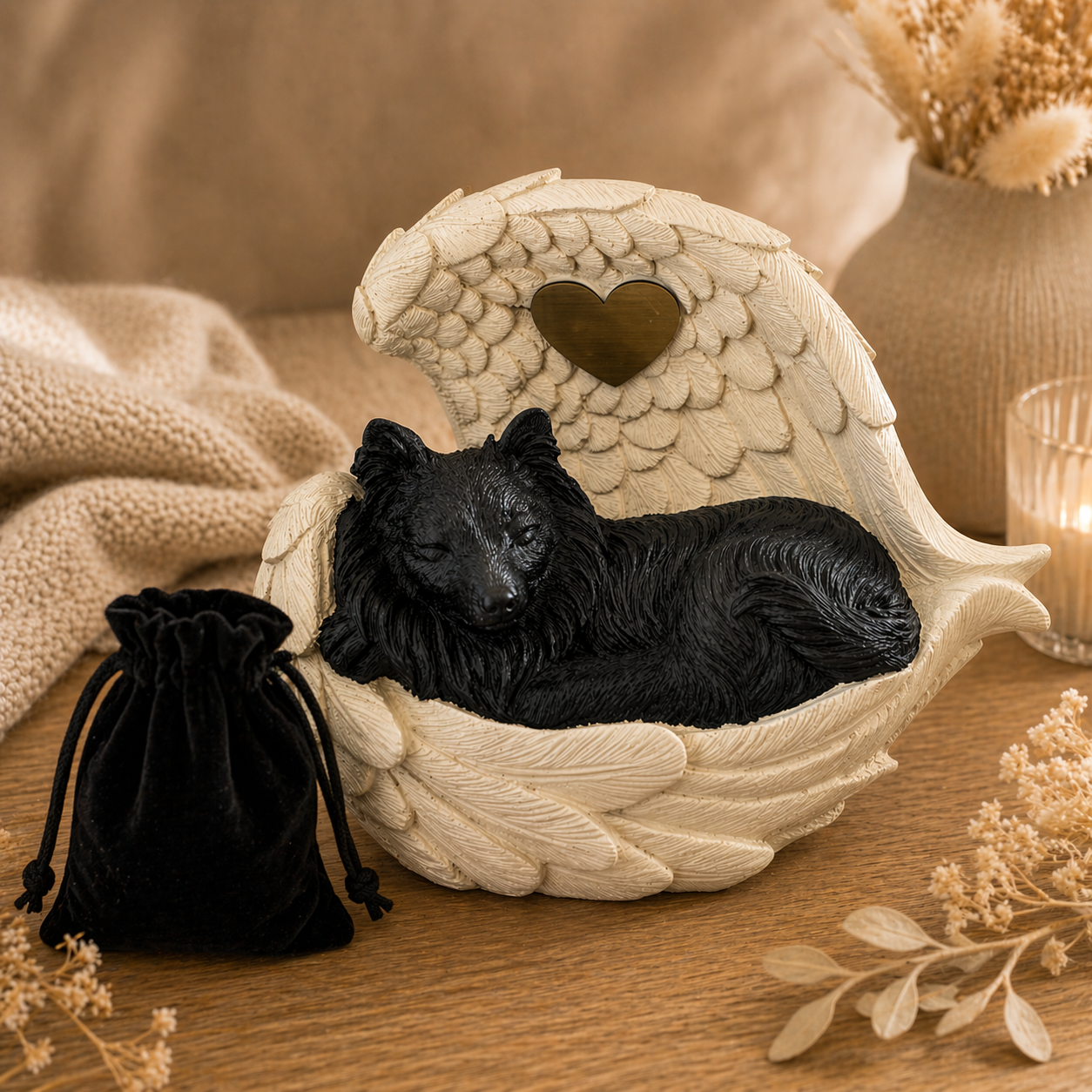 Monello® Hundeurne Deluxe für langes Fell mit Gravur