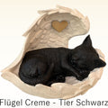 Monello® Katzenurne Deluxe Katze in Engelsflügel Creme-Schwarz