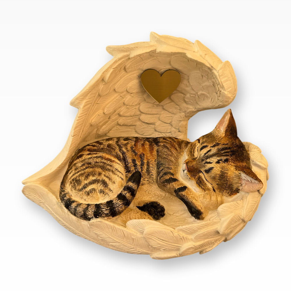 Monello® Katzenurne Katze in Engelsflügeln – Sondermodell braun getigert