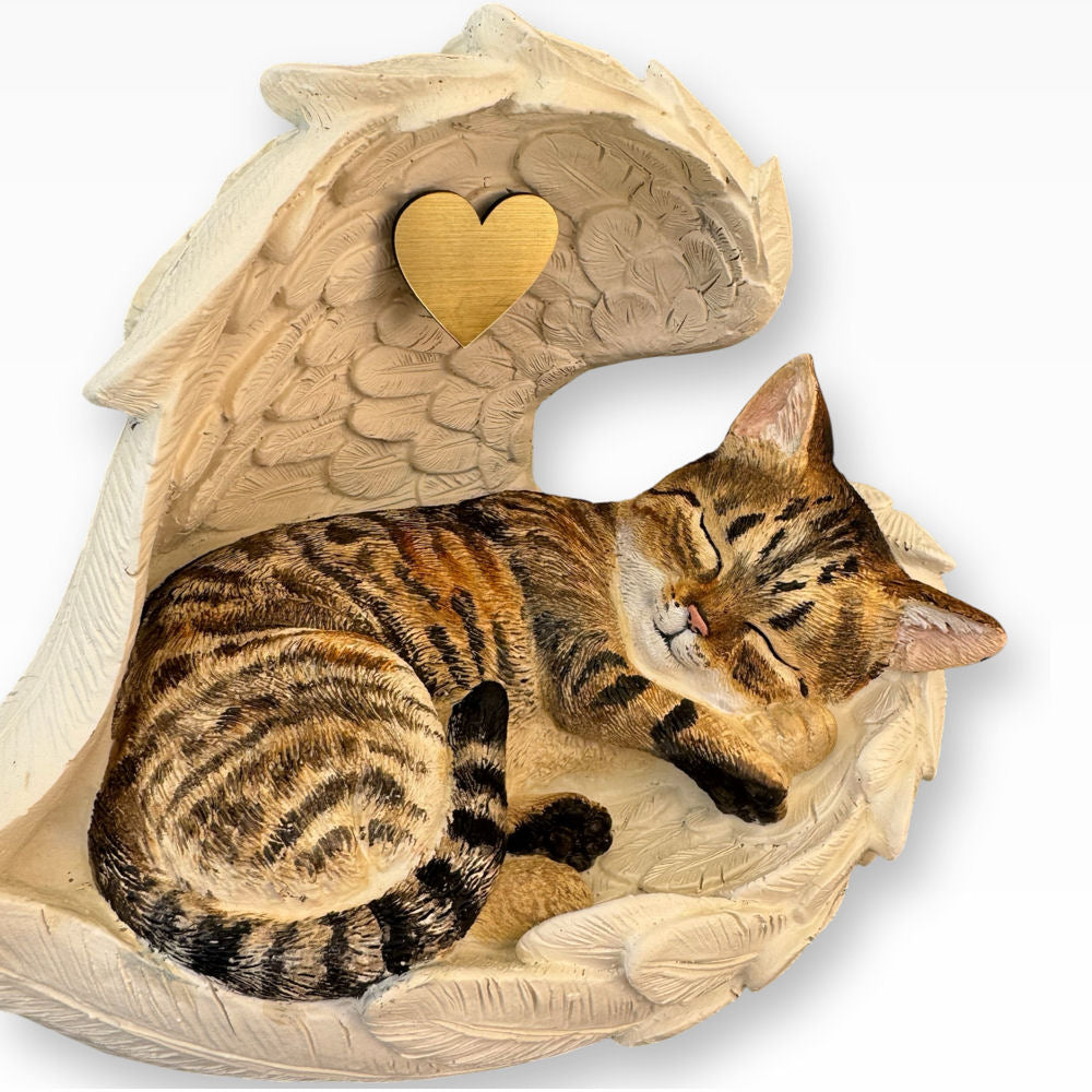 Monello® Katzenurne Katze in Engelsflügeln – Sondermodell braun getigert