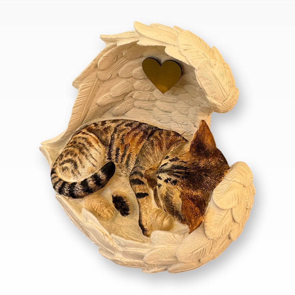 Monello® Katzenurne Katze in Engelsflügeln – Sondermodell braun getigert