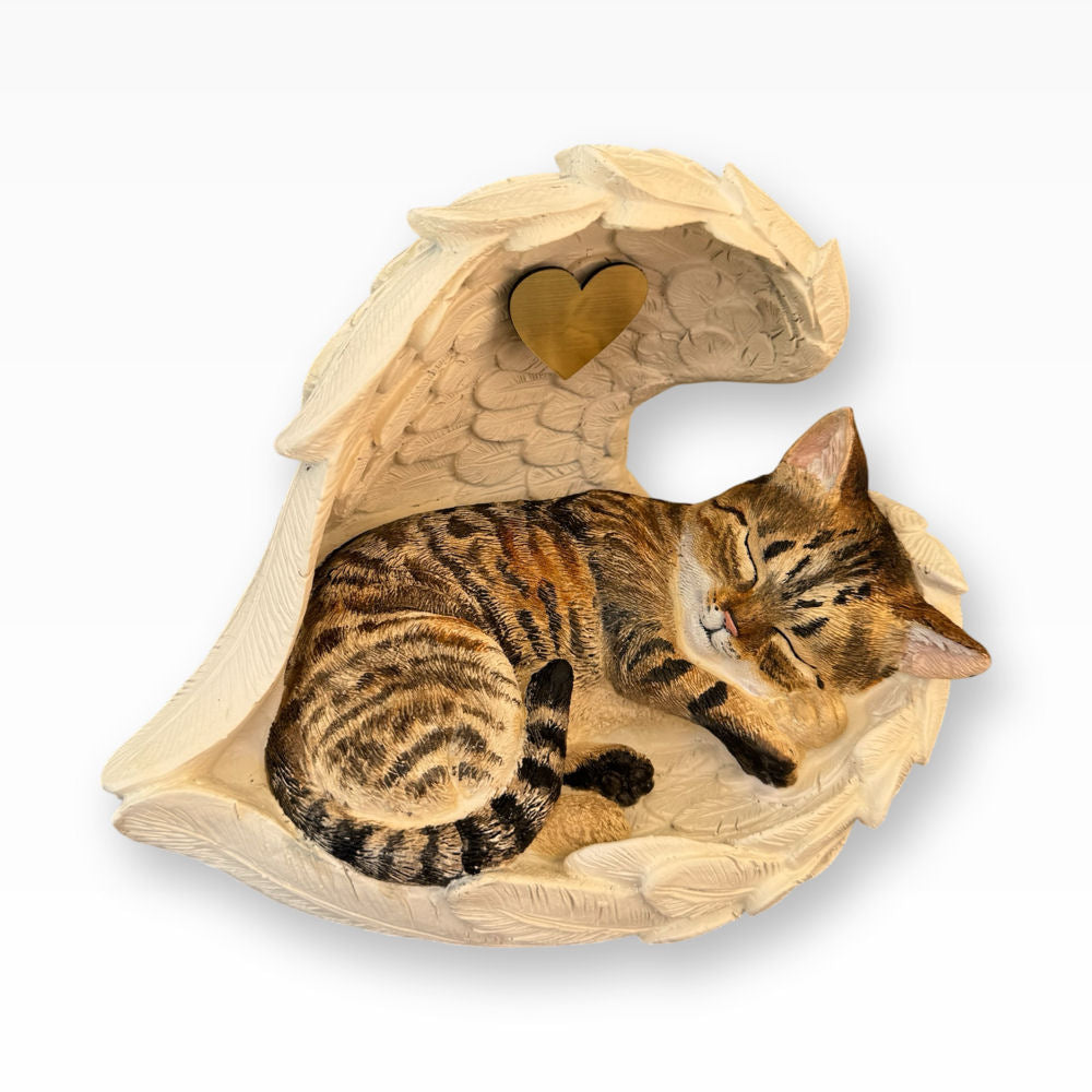 Monello® Katzenurne Katze in Engelsflügeln – Sondermodell braun getigert