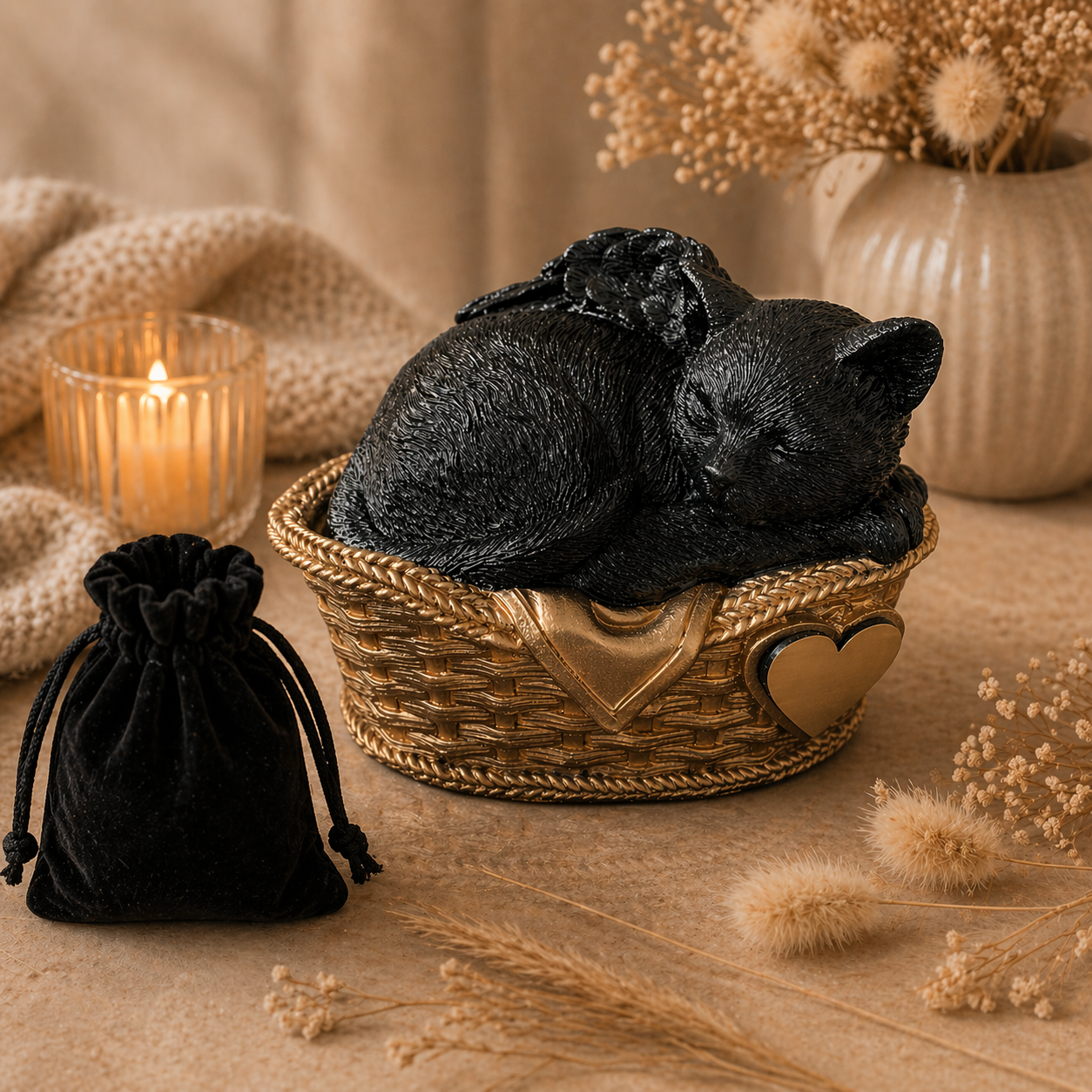 Monello® Katzenurne Deluxe Katze im Korb mit Gravur