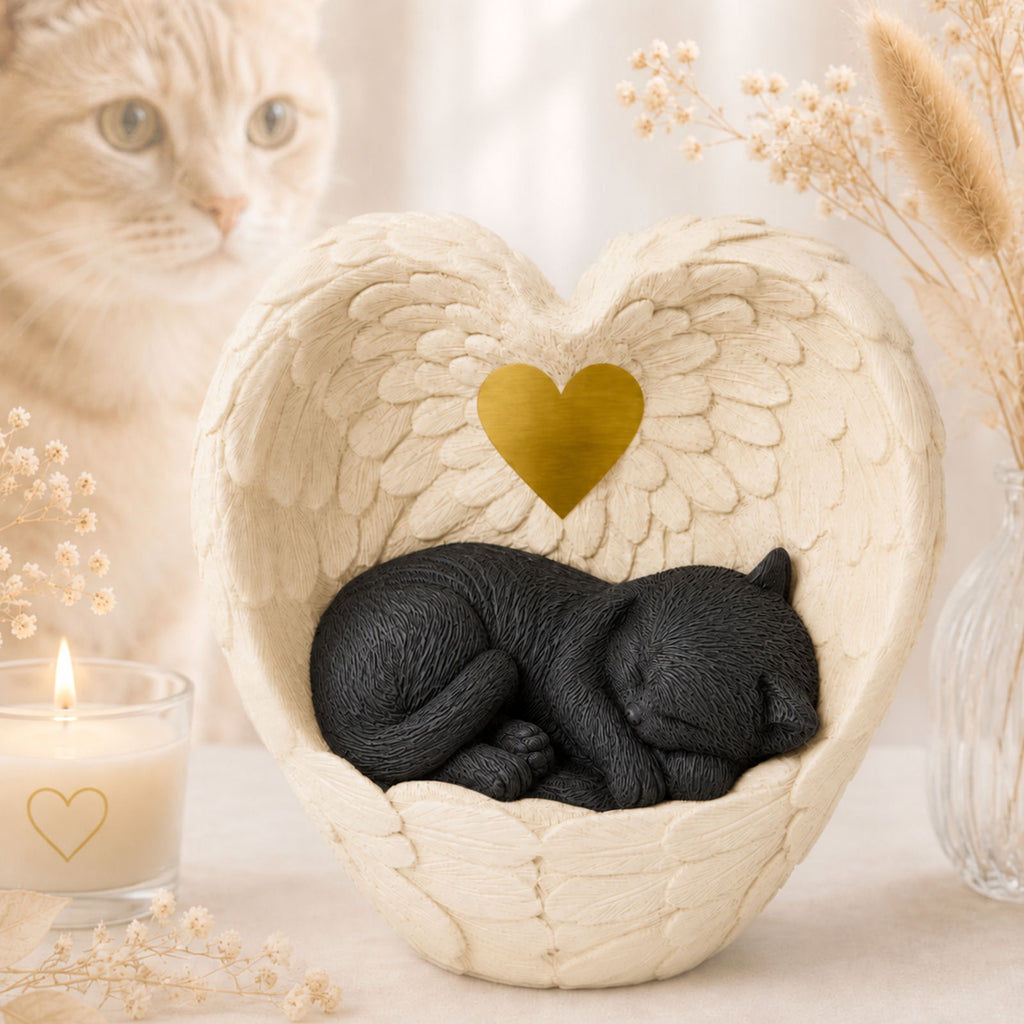 Monello Katzenurne Katze in schützenden Flügeln Deluxe